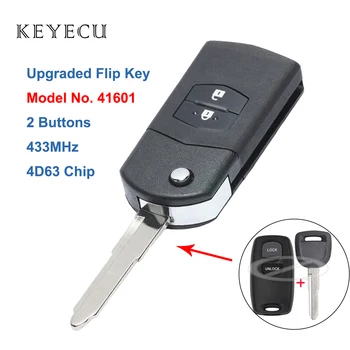 Keyecu Обновен Флип Дистанционно Автомобилен Ключ С 2 Бутона 433 Mhz 4D63 Чип за Mazda 323, 626 1999 2000 2001 2002 2003 Образец № 41601