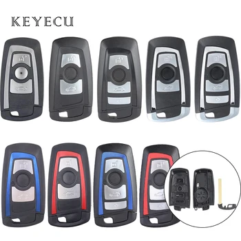 Keyecu Умно Дистанционно на Ключа на Автомобила Ключодържател 3/4 Бутони За BMW CAS4 F 3 5 7 Серия E90 E92 E93 X5 F10 F20 F30 F40 Калъф За Ключове