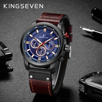 KINGSEVEN 2021 Нов Модерен Мъжки Часовник от Неръждаема Стомана, Най-добрата Марка за Луксозни Спортни Кварцови Часовници с Хронограф, Мъжки Relogio Mascul