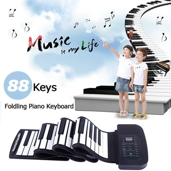 KONIX PA88 Преносим 88 Клавиши на Клавиатурата на Пианото 140 Тонове Електронно Складное на Руло MIDI Пиано Вграден Високоговорител с Батерия