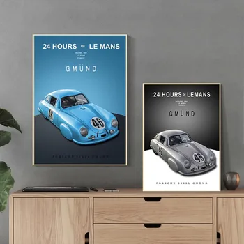 Le Mans 24 часа Състезание За Издръжливост на Ford GT40 MKII-Състезателни Плакат Печат на Платно Картина Хол Декорация на Дома, Стенни Модел