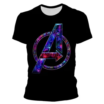 Marvel Отмъстителите 3D Лого Тениска За Мъже За Жени Лято Къс Ръкав Модни Готина Марка тениска С Принтом Стръмни Върхове Тениска Облекло