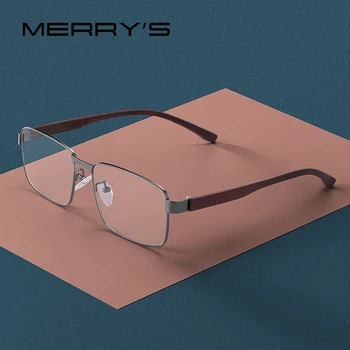 MERRYS ДИЗАЙН За Мъже в бизнес стил Квадратни Рамки За Очила Мъжки Късогледство Предписани Очила TR90 Дограма От Титанова Сплав Крака S2105