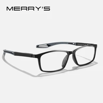 MERRYS ДИЗАЙН на Мъжки Спортни Рамки За Очила TR90 Очила за Спорт На Открито Правоъгълни Рамки За Очила Късогледство Предписани Очила S2522