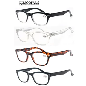 MODFANS Очила за Четене за мъже/Жени, Дизайн в стила на РБ, Квадратни Рамки, Пружинни панти, Леки Очила за Четене на Рецепта