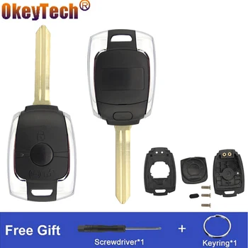 OkeyTech 2 Бутона Кола С Дистанционно Управление Калъф За Ключове, Подмяна На SsangYong Actyon Kyron Rexton Korando Авто Ключодържател Винтове