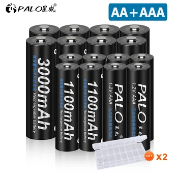 PALO 1,2 В АА ААА Акумулаторна батерия 1100 mah 1.2 ААА Акумулаторна батерия NIMH + 3000 mah AA Клетка 1.2 Ni-MH AA Батерии 2A
