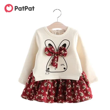 PatPat/2021, Ново записване, есенно-зимно-пролетните рокли с флорални Принтом под формата на два лъчи за Деца, Детски Дрехи за Момичета