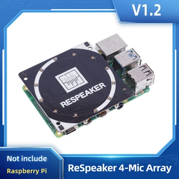 Raspberry Pi ReSpeaker 4-Микрофон масив 4 Микрофона Такса за разширяване на RGB за Гласова поддръжка AI Алекса Гласова услуга на Google Assistant