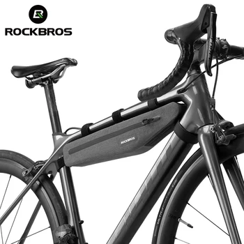 ROCKBROS Напълно Водоустойчив Мотор Предната Тръба на Триъгълна Чанта с цилиндрична форма с Двойна Светкавица Устойчиво на надраскване Велосипедна Чанта Аксесоари За Велосипеди
