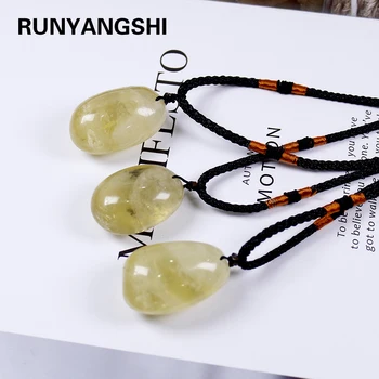 Runyangshi 1 бр., бразилски натурален жълт кристален кварц, по-големи частици, камък, цитрин, медальон, Огърлица за жени, подаръци