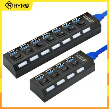 RYRA 4/7 Портове И Конектори USB 3.0 Хъб Високоскоростен Адаптер за Разширяване на Многофункционален Интерфейс Хъб С Ключа Аксесоари За Преносими компютри За PC