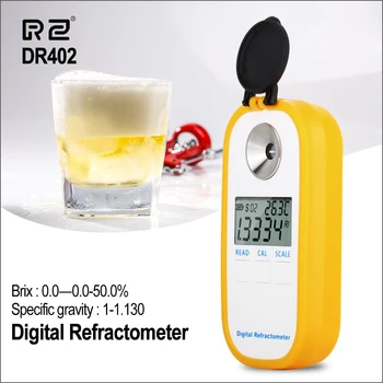 RZ Цифров Бира Рефрактометър Хидрометър Жълт Брикс 0-50% Измерител на Концентрация на Рефрактометър Електронен Тестер за Винен Алкохол