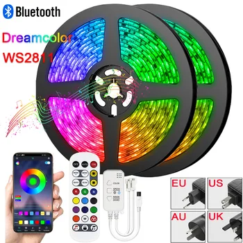 Sasha WiFi Led лента с дистанционно управление/Bluetooth 5050 12V, внасяни диод Гъвкава лента WS2811 Dream Color Led венец RGBIC 5 м-20 м