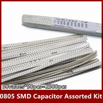SMD 0805 Керамичен кондензатор Асорти Комплект 50 стойности * 50 бр. = 2500 бр 1pF ~ 10 icf 10 ~ 50 В Комплект проби чип