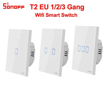 Sonoff T2 ЕС, САЩ Безжичен RF 433 Wifi Стенен Прекъсвач Светлина Сензорен Стъклен Панел ПРИЛОЖЕНИЕ Дистанционно Wifi Ключ За Интелигентен Модул за Автоматизация на Комплект