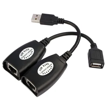 USB 2.0 Мъж към Жена Cat6 Cat5 Cat5e 6, Rj-45 LAN Ethernet Мрежова Удължител Удължител Ретранслатор Адаптер Кабел Конвертор