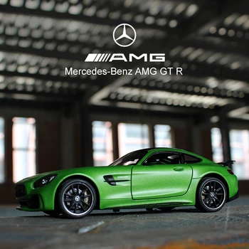 welly 1:24 Mercedes AMG GTR зелен автомобил сплав модел на превозното средство за моделиране кола украса колекция подарък играчка Леене под налягане модел момче играчка