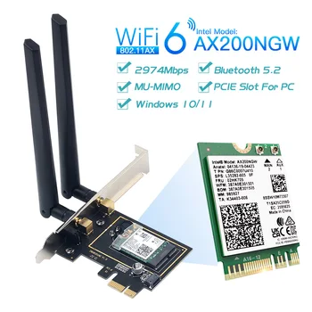 WiFi6 PCIe Адаптер Intel AX200 Wifi Карта за Безжична Bluetooth 5,2 двойна лента 2,4 G/5 Ghz 802.11 ax/ac Безжичен Адаптер за PC AX200NGW