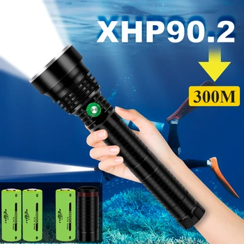 xhp90.2 мощен подводен led фенер, лампа, водоустойчив фенер за гмуркане, 26650 или 18650, xhp70, xhp50, ловно светкавица за подводно гмуркане