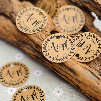 Y13 100шт 3,5 см кръгло сватбена украса-ръчно изработени по поръчка със собствена логото на фурна сватбени покани, етикети благодарствени картички