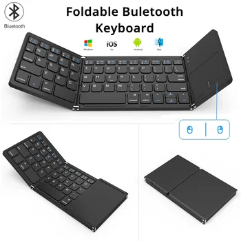 YelWong Мини Сгъваема Клавиатура за Преносим Тъчпад Bluetooth 3,0 Безжична Клавиатура за Windows, Android, ios iPad на iPhone Xiaomi