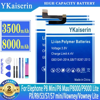 YKaiserin висок Клас Батерия За Elephone P8 Мини P8mini P8Max P8 Max P8000 P9000 Lite P9000Lite PX R9 S3 S7 Batteria
