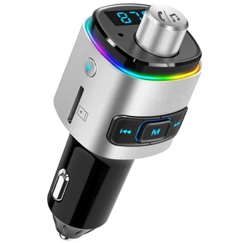 Автомобилен Mp3 плеър за Автомобил Bluetooth приемник, FM трансмитер 7-цветен Разсеяна светлина QC3.0 Зареждане BC42