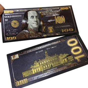 Антични Черна Златна Фолио 100 щатски долара Валута Сувенири Долара Декор на Банкноти