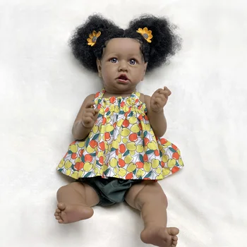 Африканска Кукла Saskia Reborn Baby Doll 20 инча Скъпа Bebe Boneca Renascida Реалистична Истинска Мека На Допир