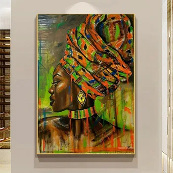 Африканска Черна Жена Графити Художествени Плакати и Абстрактни Щампи Африканска Момиче Платно на Картина на Стената Художествени Картини Декора на Стените