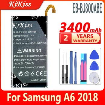 Батерия KiKiss EB-BJ800ABE за Samsung Galaxy A6 (2018) SM-A600 A600F За Galaxy J6 J600F 3400 mah Батерия за мобилен телефон
