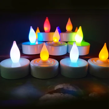 Беспламенные Led Супени Тела Свещи На Батерии Цветни Блестящо Стълбове Свещи Обетные Супени Светлини Хелоуин парти Начало Декор
