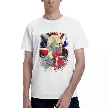 Британски Крал Флаг на Великобритания Тениска С Кръгла Яка, нейно Величество Кралица Елизабет II Чарлз III Плат Оригинална Тениска на Мъжко Облекло