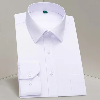 Бяла Официална Риза Мъжки Бизнес Обикновена Социални Ризи С Дълъг Ръкав Работни Офис Светло Синьо Черно Розово Мъжки Ризи
