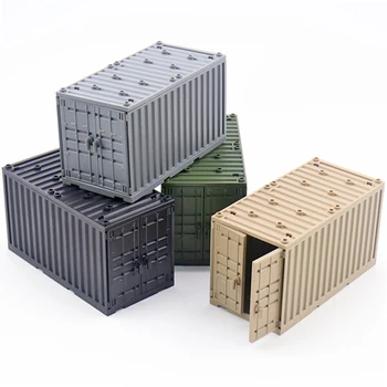 Военна База Влак Контейнер Кутия Армейски Войници Обзавеждане MOC Тухли Аксесоари за Монтаж на Строителни Строителни Блокове Играчки