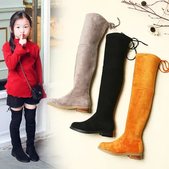 Детски ботуши над коляното; обувки за момичета; модни детски ботуши до коляното; колекция 2021 г.; есенно-зимни Ботуши принцеси за момичета; дълги ботуши за деца