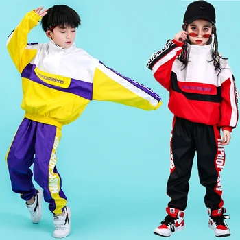 Етап на Конкурса Корейски Стил Джаз, Хип хоп Денс Костюм Хип Хоп Дрехи Детски Поп Градинска Танцови Костюми за Деца, Момчета, Момичета