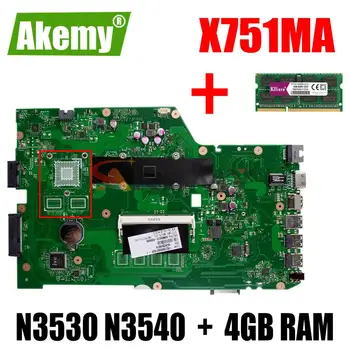 За ASUS k751M K751MA X751MA X751MJ R752M X751MD дънна Платка на лаптоп REV: 2.0 С процесор N3530 N3540 Pentium 4 GB RAM 100% ТЕСТ ОК