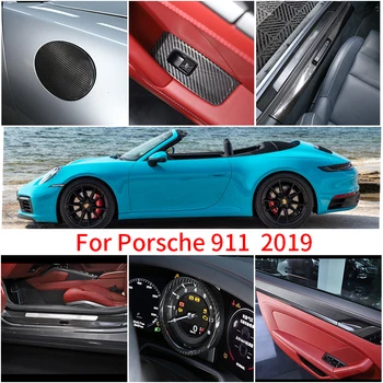 За Porsche 911 2019 Автомобил От Този Въглеродни Влакна Вътрешна Врата, Централно Дистанционно Управление Панел Капак Завърши На Прага На Стикери На Автомобилни Аксесоари