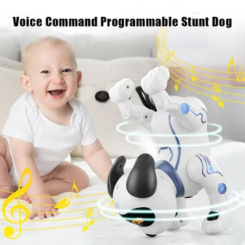 Забавен Радиоуправляеми Робот Електронна Куче Трик Куче Гласова Команда Програмируеми Сензорна Музикална Песен на Робот, Куче, Играчки за Детски Подарък K16