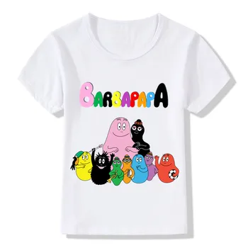 Забавна тениска с хубав анимационни принтом Barbapapa за момчета и момичета, лятна Бяла тениска с къс ръкав, Детски Ежедневни облекла, HKP5162