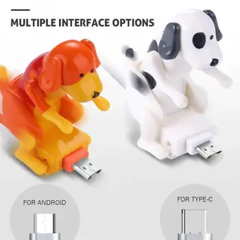 Зарядно устройство ще захранване на линия Сладко Микро USB Творчески Малко Кученце Кабел За Предаване на данни Преносим Забавен Горбатый Кучето Бързо Зарядно Устройство Кабел Android / Type-C