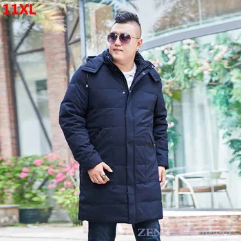Зимна нов стил, дълъг пуховик, мъжко палто голям размер, плюс размери, много е голям, дебел, черен, 10XL 11XL 12XL 13XL, пуховик, мъжки яке