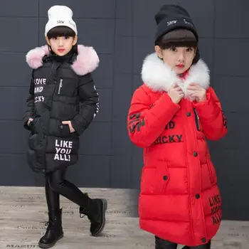 Зимно Детско Пуховое палто, Детски Връхни облекла, Паркове за момичета, топло яке с памучна подплата за момичета, детски зимни дрехи от 4 до 15 години