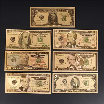 Златно покритие на Долара на САЩ Фалшиви банкноти Банкноти Занаяти За Събиране на Домашен интериор Възпоменателна монета от златно фолио