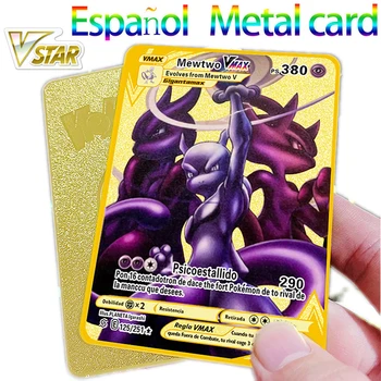 Испански Метални Pokemon Vstar Mewtwo Карта Pokémon Vmax Arceus Charizard Злато Желязо Супер Игра Търговска Колекция От Аниме Карта Играчка