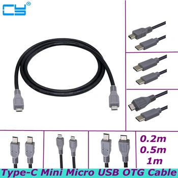 Кабел за зареждане и пренос на данни Type-C към Micro USB Mini 5Pin OTG за свързване на фотоапарат, мобилен телефон, автомобилен пристанище предаване