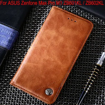 Калъф за ASUS Zenfone Max Pro M1 ZB601KL ZB602KL Луксозен Кожен Калъф-книжка с Панти капак и Поставка, Слот за карта, калъф, без магнити
