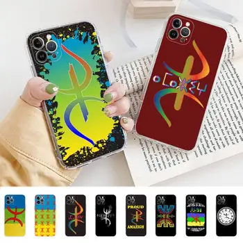 Калъф За мобилен телефон с берберским флага Amazigh за iPhone 14 13 12 11 Pro Max XS X XR SE 2020 6 7 8 Plus Mini Прозрачна Обвивка